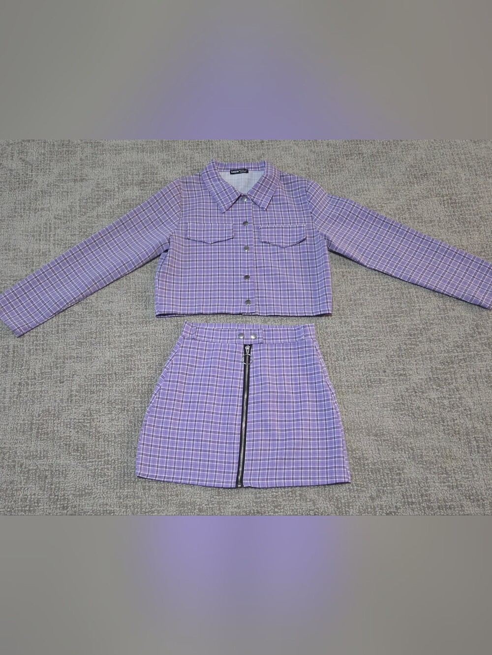 Purple Plaid Skirt Set (Medium Jacket/Small Skirt)